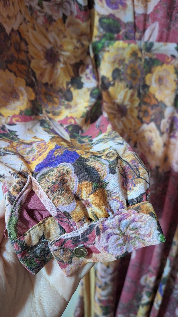 Pembe Çiçekli Bohem Uzun Elbise - Görsel 3