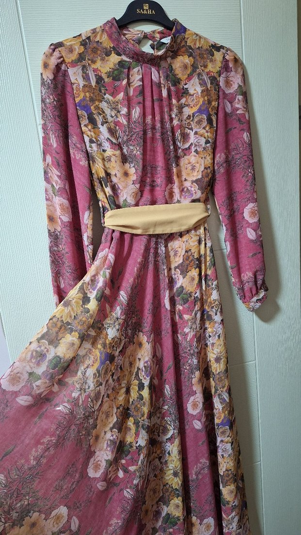 Pembe Çiçekli Bohem Uzun Elbise - Görsel 2