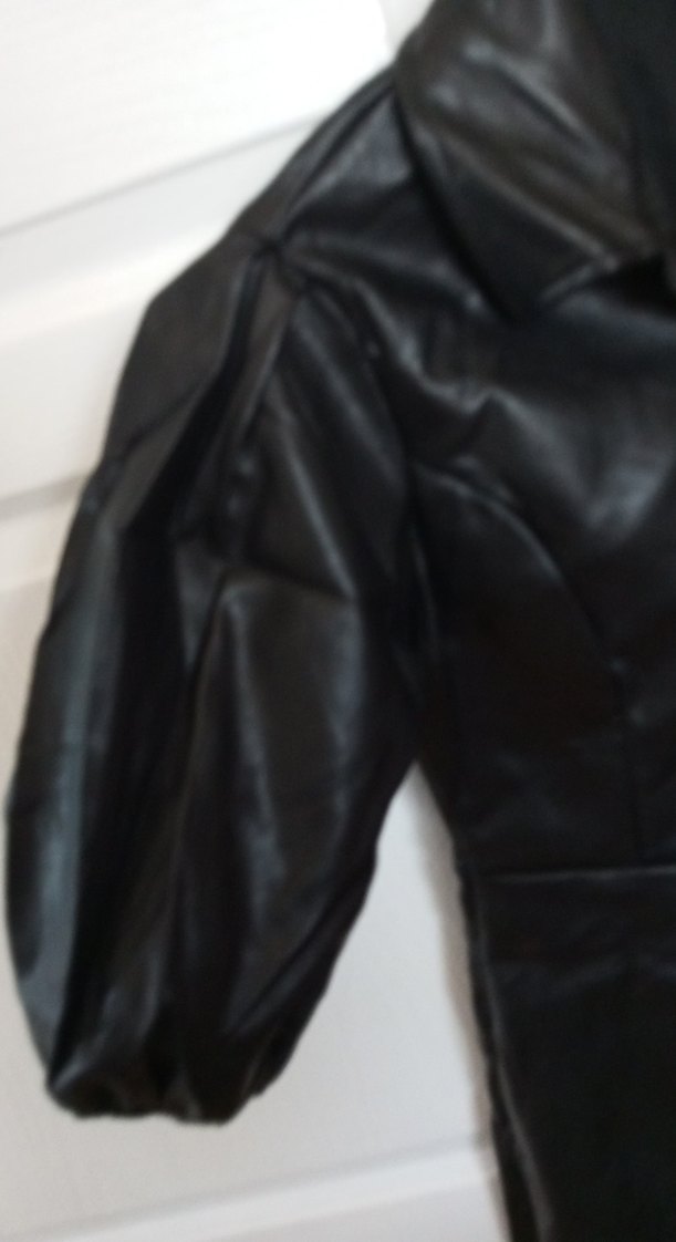 Kadın Siyah Deri Gotik Kısa Kollu  deri danteli elbise boy - Görsel 2