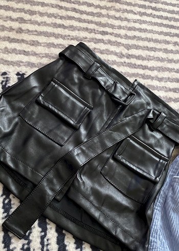 Kız bebek 2li etek Tokalı Siyah Deri Mini Şort - Görsel 2