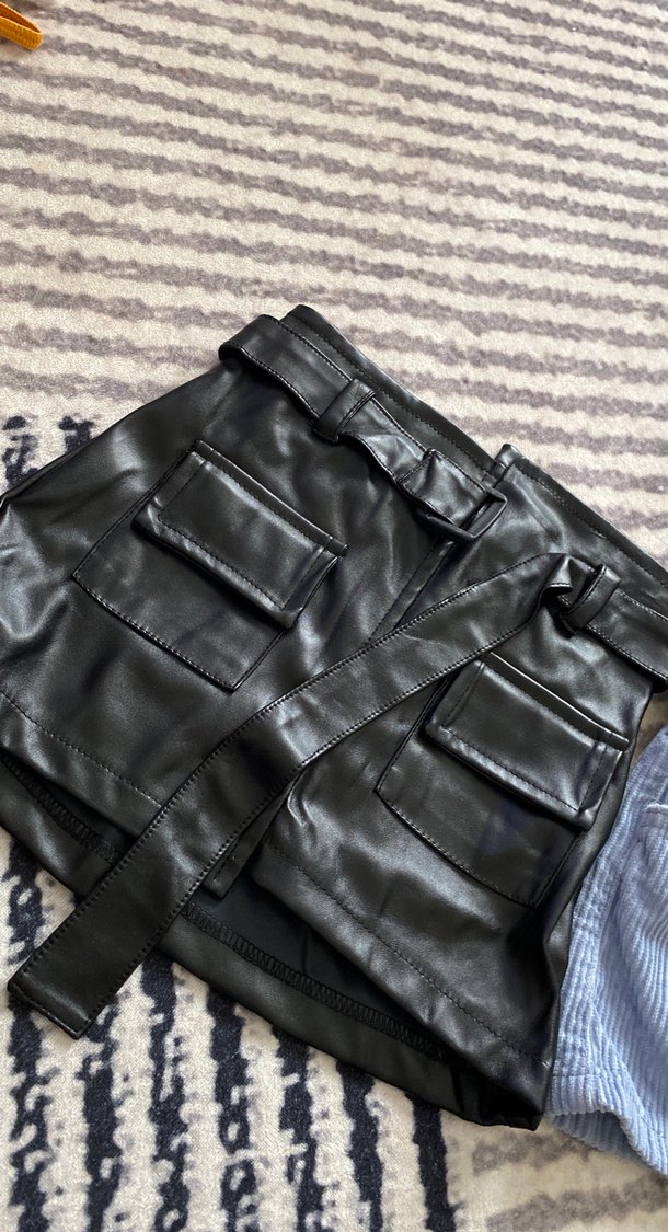 Kız bebek 2li etek Tokalı Siyah Deri Mini Şort - Görsel 2