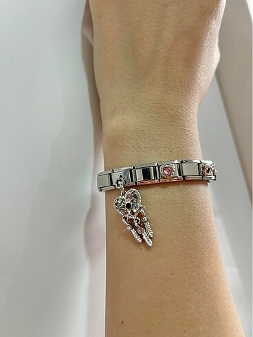 Pandora 316L paslanmaz Çelik Nomination sallanan tüylü kalp charm