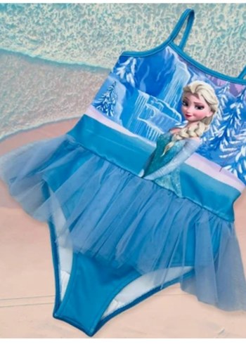 Kız Çocuk Mavi Frozen Baskılı Mayo