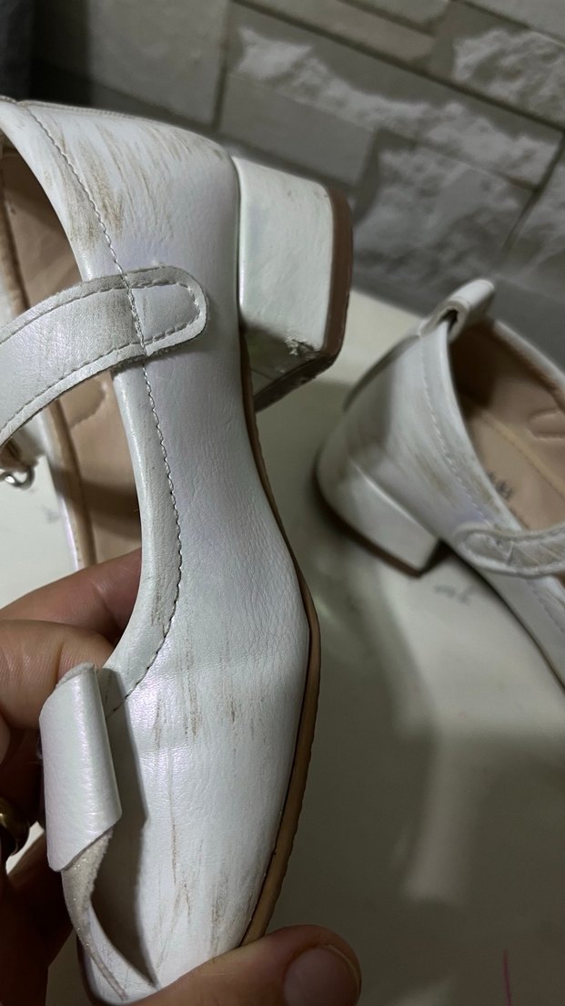 Kız Çocuk Beyaz Tokalı Babet Ayakkabı - Görsel 4