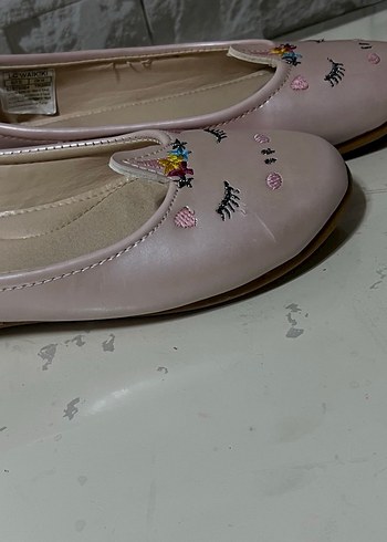 Kız Çocuk Pembe Unicorn Nakışlı Babet - Görsel 5