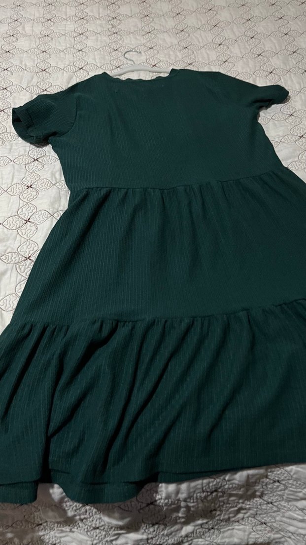 Yeşil Midi Renkli Salaş Elbise - Görsel 2