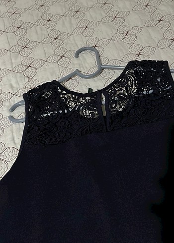 Dantel Detaylı Siyah Uzun Kadın Elbise - Görsel 2