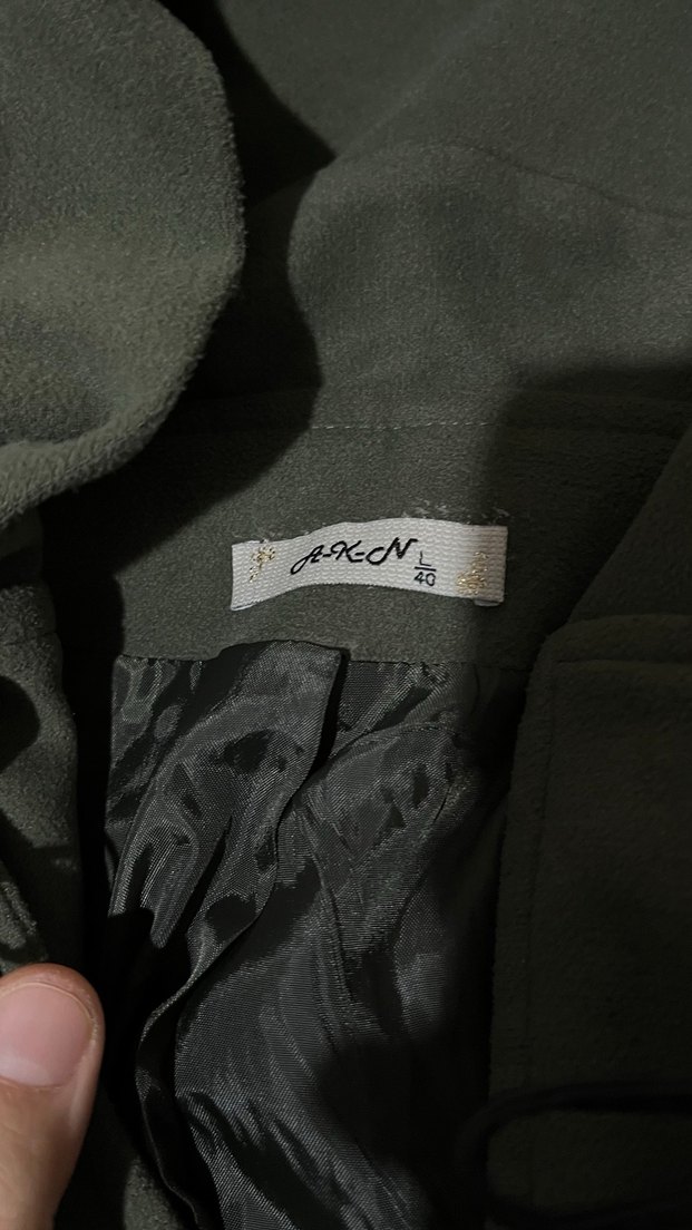 Düğmeli Kapüşonlu hakü yeşil  Kadın Kaban - Görsel 3