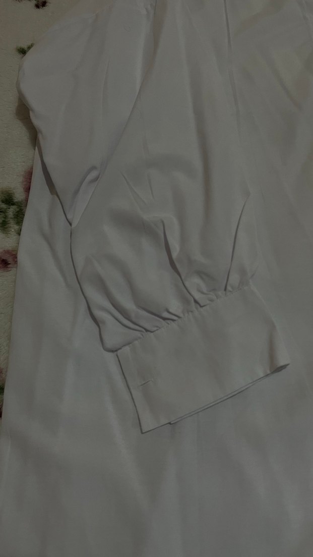 Pamuklu Beyaz Düğmeli Kadın Gömlek - Görsel 2