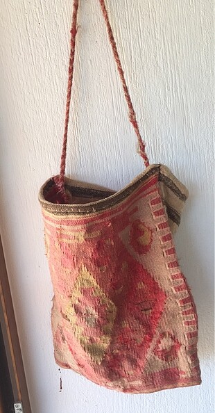 Antika Kilim Motifli Yün Heybe