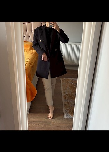 Siyah Düğmeli Modest Kadın Blazer Ceket - Görsel 3