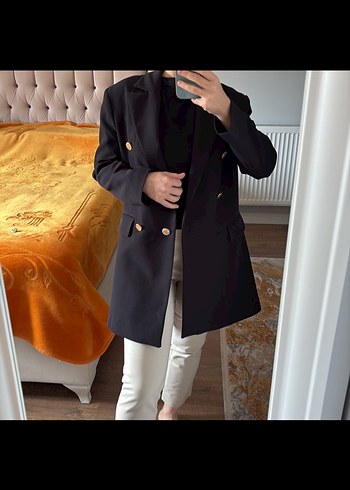 Siyah Düğmeli Modest Kadın Blazer Ceket - Görsel 2