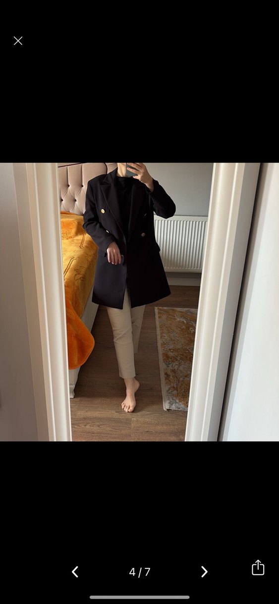 Siyah Düğmeli Modest Kadın Blazer Ceket - Görsel 3