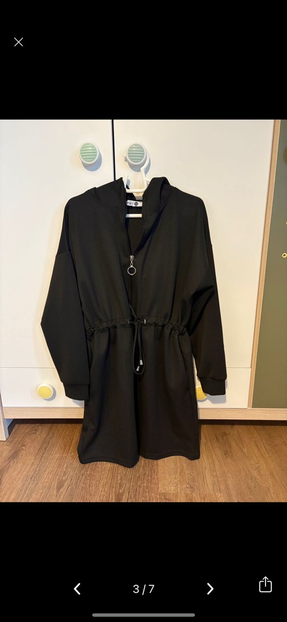 Benin Kadın Siyah Bel Detaylı Kap Tunik - Görsel 3