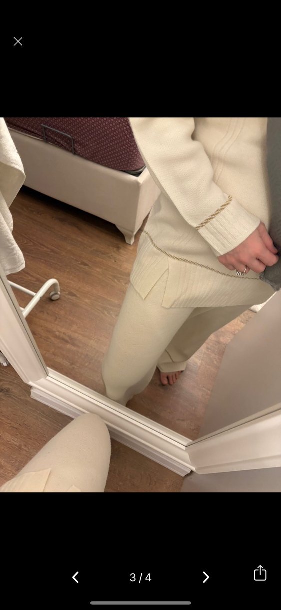 Ekru tesettür ikili triko takım - Görsel 3