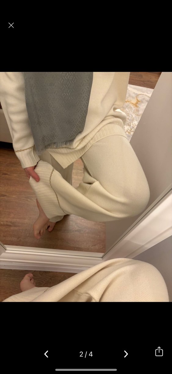 Ekru tesettür ikili triko takım - Görsel 2