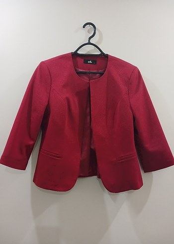 Kırmızı - bordo Midi  Ceket ve elbise - Görsel 4