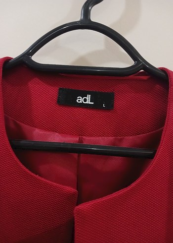 Kırmızı - bordo Midi  Ceket ve elbise - Görsel 5