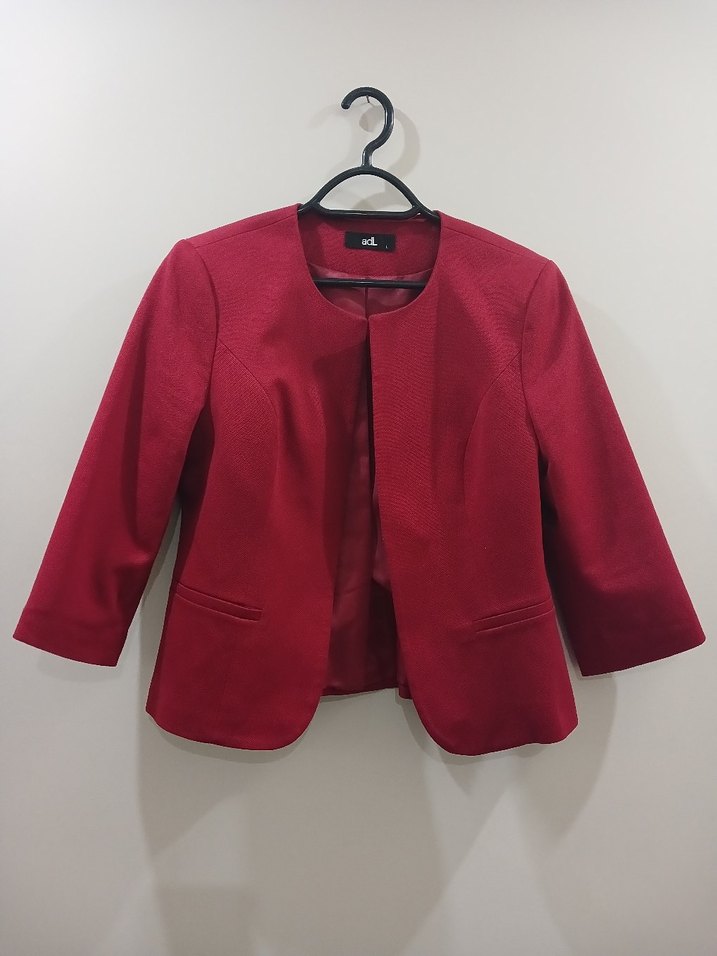 Kırmızı - bordo Midi  Ceket ve elbise - Görsel 4