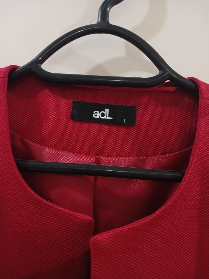 Kırmızı - bordo Midi  Ceket ve elbise - Görsel 5