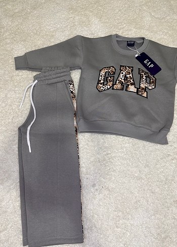 Gri GAP Baskılı kız Çocuk Eşofman Takımı - Görsel 3