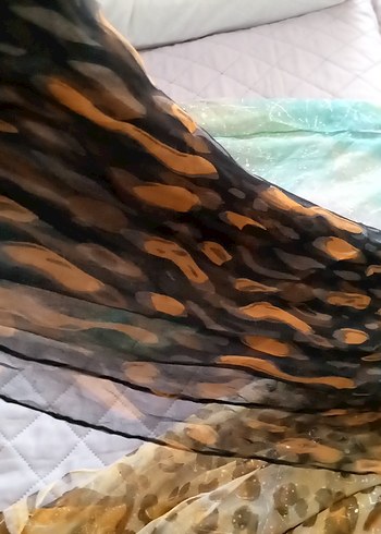 Parlak Kahverengi Bohem İpek Şal - Görsel 3