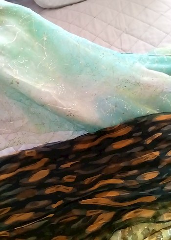 Parlak Kahverengi Bohem İpek Şal - Görsel 4