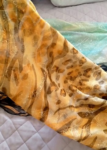 Parlak Kahverengi Bohem İpek Şal - Görsel 2