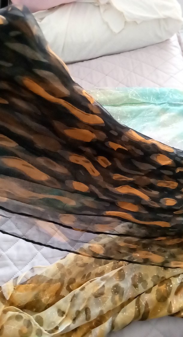 Parlak Kahverengi Bohem İpek Şal - Görsel 3