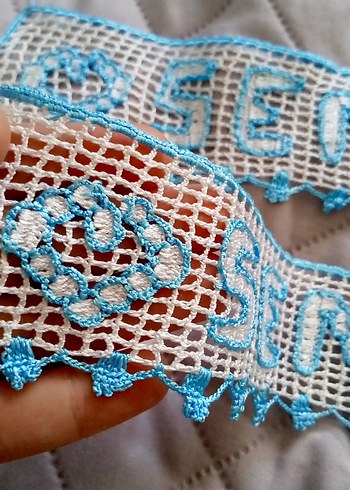 El Yapımı Mavi Beyaz Dantel Süsleme - Görsel 4