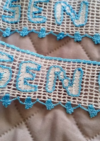 El Yapımı Mavi Beyaz Dantel Süsleme - Görsel 5