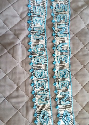 El Yapımı Mavi Beyaz Dantel Süsleme - Görsel 2