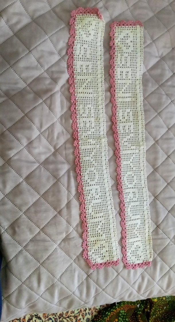 Pembe Kenarlı El Örgüsü Dantel Şerit - Görsel 2