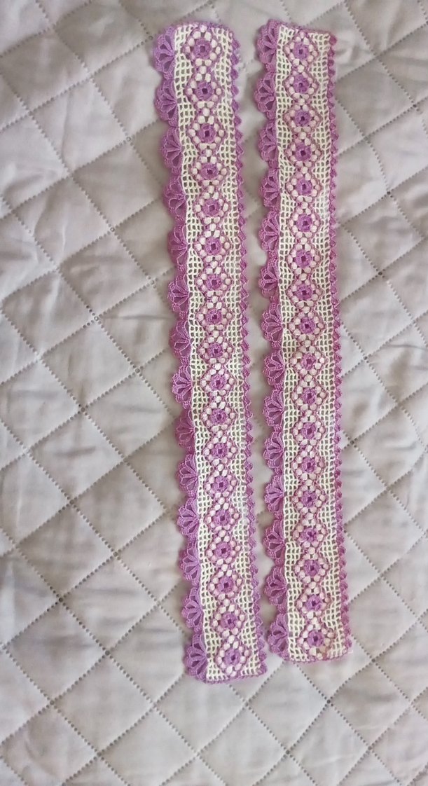 Mor İşlemeli El Yapımı Dantel Şerit - Görsel 2
