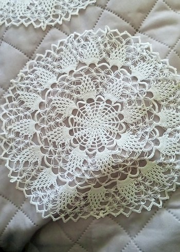 El İşi Beyaz Dantel Yuvarlak Amerikan Servis - Görsel 3