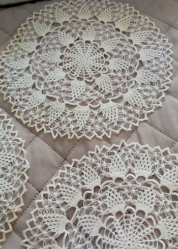 El İşi Beyaz Dantel Yuvarlak Amerikan Servis - Görsel 5