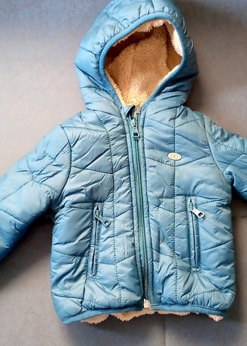 Mavi Suni Kürklü bebek Mont - Görsel 2