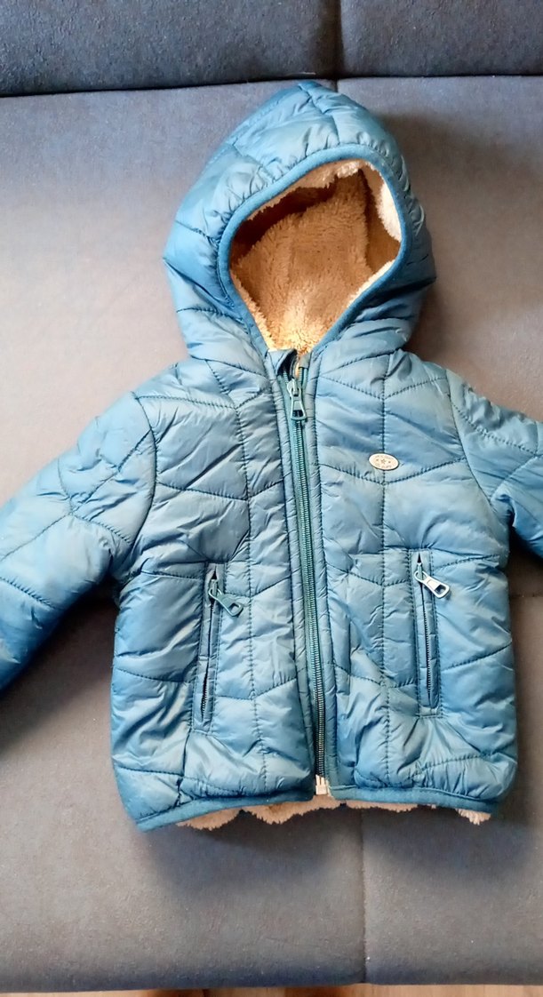 Mavi Suni Kürklü bebek Mont - Görsel 2