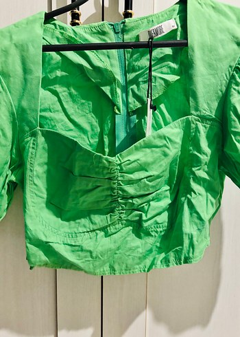 Yeşil Mini Kısa Kollu Bluz - Görsel 2
