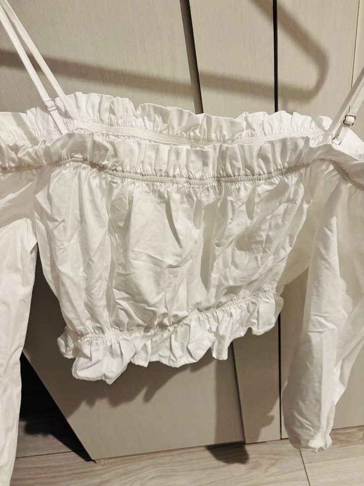 Beyaz crop  Askılı Bluz - Görsel 2