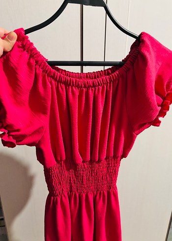 Pembe Fırfırlı Uzun Kadın Elbise - Görsel 2