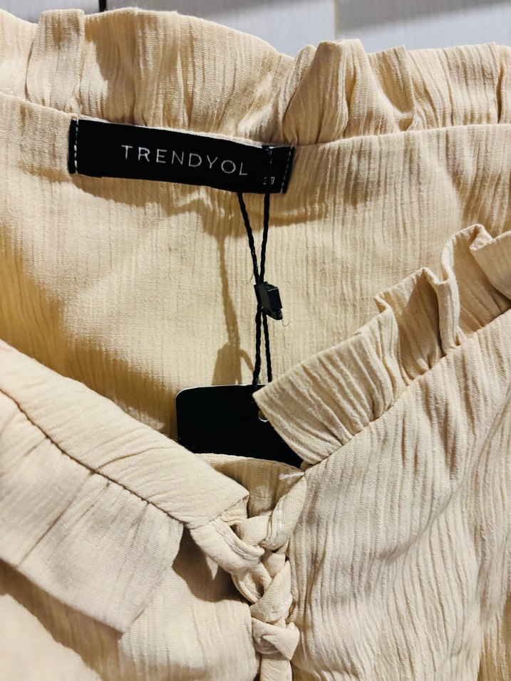 Bej Keten Mini Düğmeli Büstiyer - Görsel 2