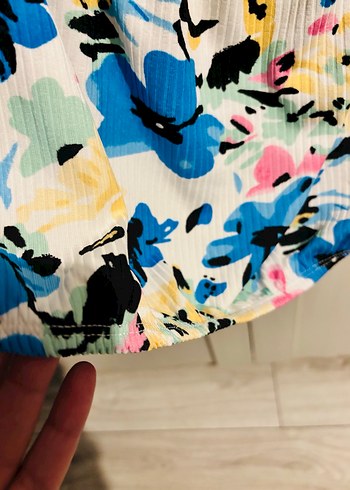 Renkli Piliseli Mini Straplez Bluz - Görsel 2