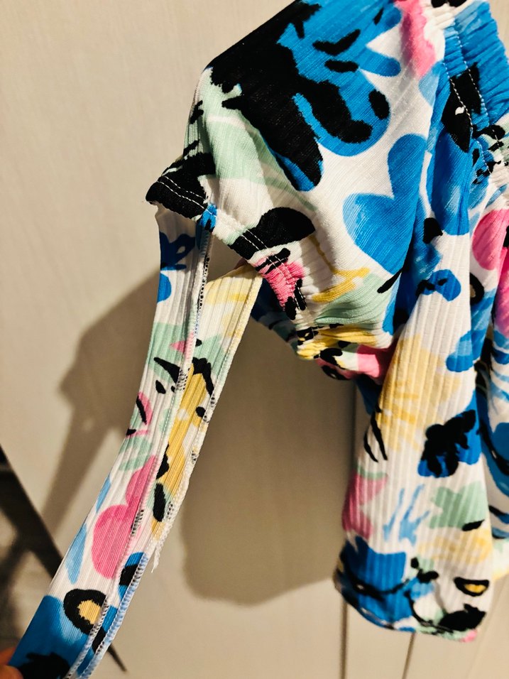 Renkli Piliseli Mini Straplez Bluz - Görsel 3