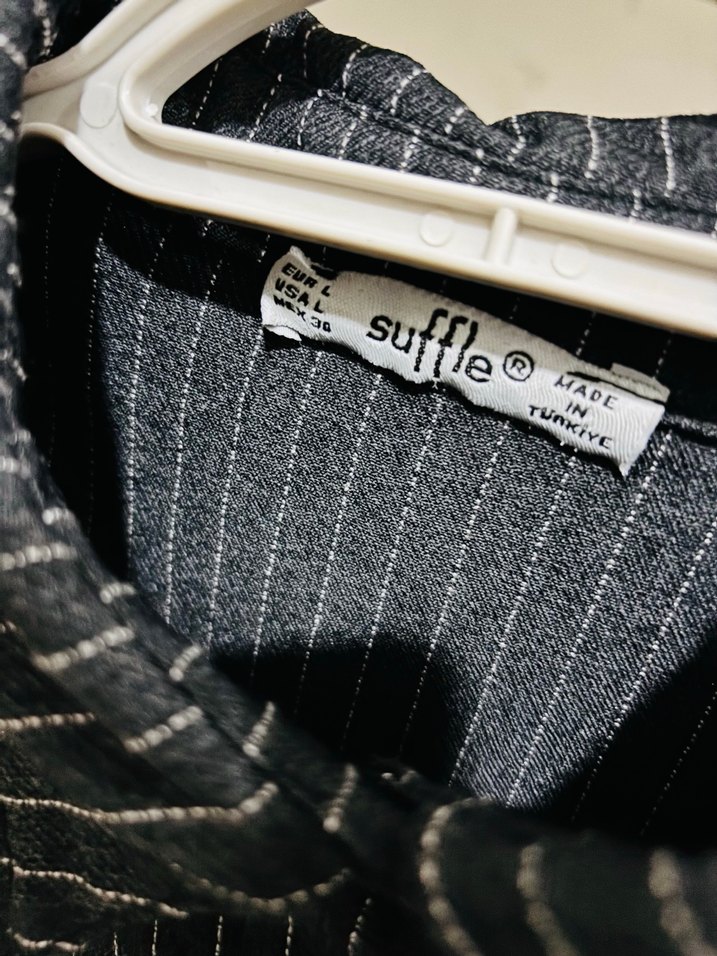 Düğmeli Çizgili Kadın Gömlek - Görsel 3