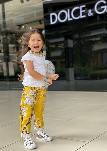Dolce & Gabbana D G Sari Cicekli Rahat Cocuk Pantolonu