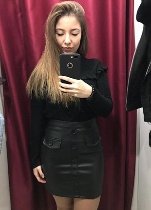 s Beden siyah Renk deri etek