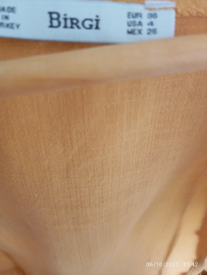 Düğmeli Sarı Keten Bohem Gömlek - Görsel 4