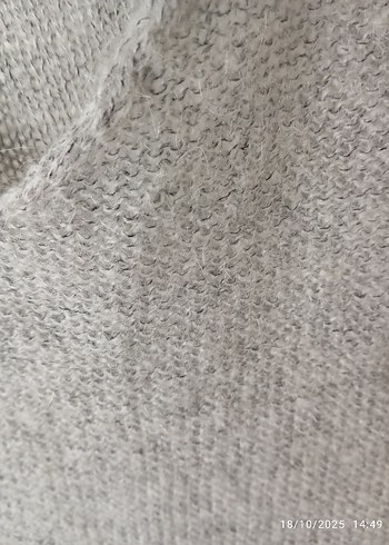 Bohem Gri Renkli V Yaka Triko Kazak - Görsel 4