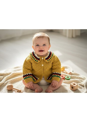 Renkli Nakışlı Bohem Örgü çocukHırkası - Görsel 2